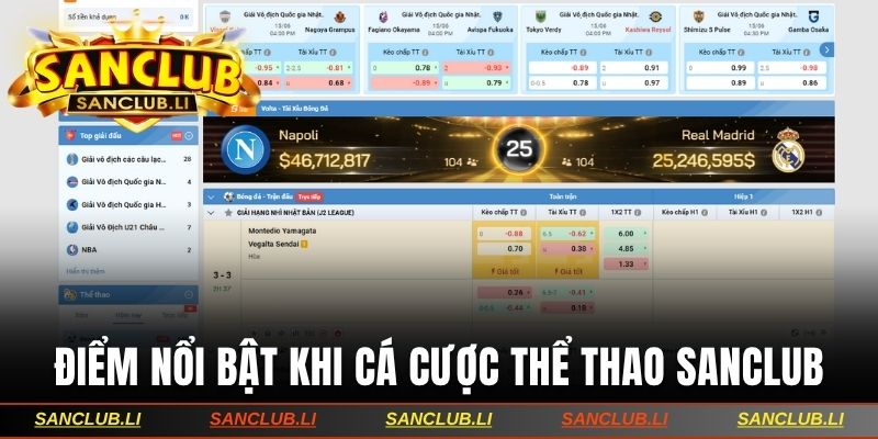 Điểm nổi bật khi cá cược thể thao Sanclub