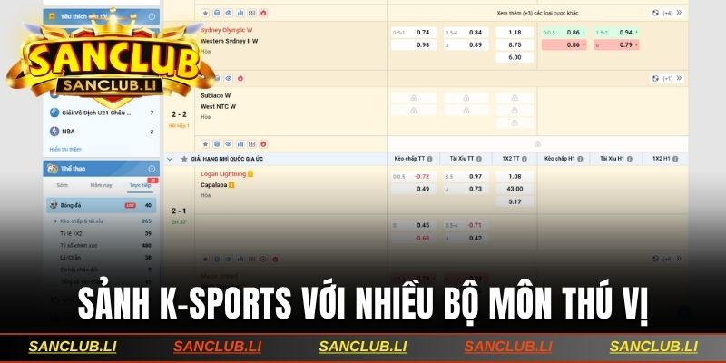 Sảnh K-Sports với nhiều bộ môn thú vị